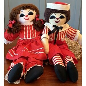 Creepy Vintage-Style Homemade Cloth Dolls Pair – Raggedy Inspired – 20"Halloween